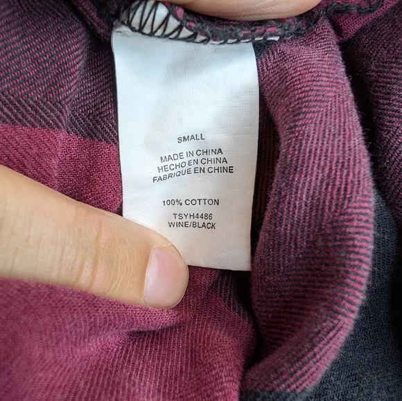 Thread & Supply Burgundy Red & Black Plaid Button Down Top Women Small - Picture 4 of 9